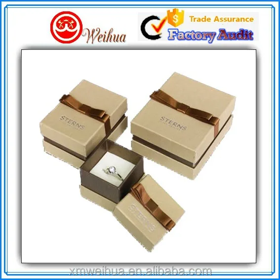 elegant small cardboard paper jewelry ring gift box with ribbon