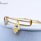 Hand Bracelets And Bracelets Customized OEM Gold Plating Khamsah Hand Lucky Bangle Expandable Bracelet