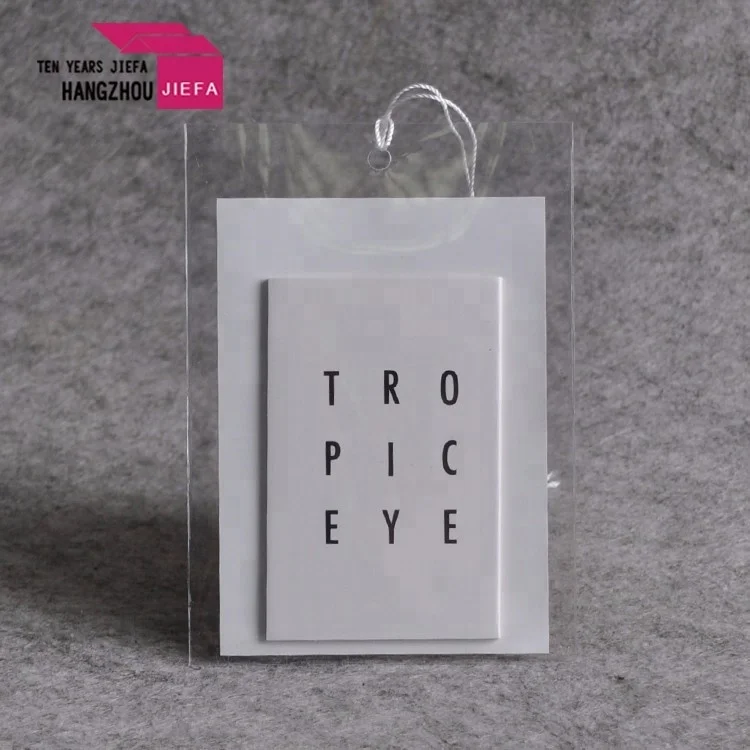 Manufacture Paper Tag with Plastic Bag with Cotton String PVC Bag Swing Hang Tag, Customized 
Manufacture Paper Tag with Plastic Bag with Cotton String PVC Bag Swing Hang Tag, Customized