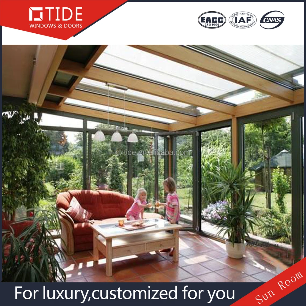Groene huis tuin serre, warmte isolatie aluminium hout glas kamer ...
