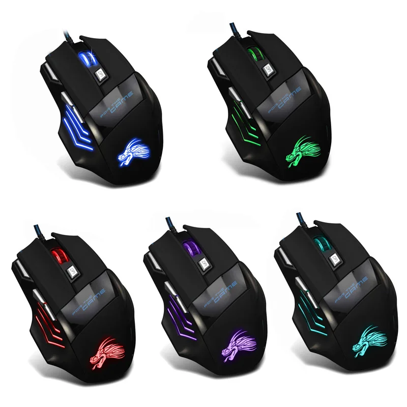 

Amazon Best Selling 1600DPI Game Mouse 7D USB Optical wired LED Gaming Mouse High Quality Factory Price for Promotion Gift, Balck