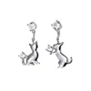925 sterling silver diamond kitties animal earrings