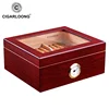 custom cigar humidor box High-end Glass Top Cedar Wood Desktop Cigar Humidor Wholesale HH-120