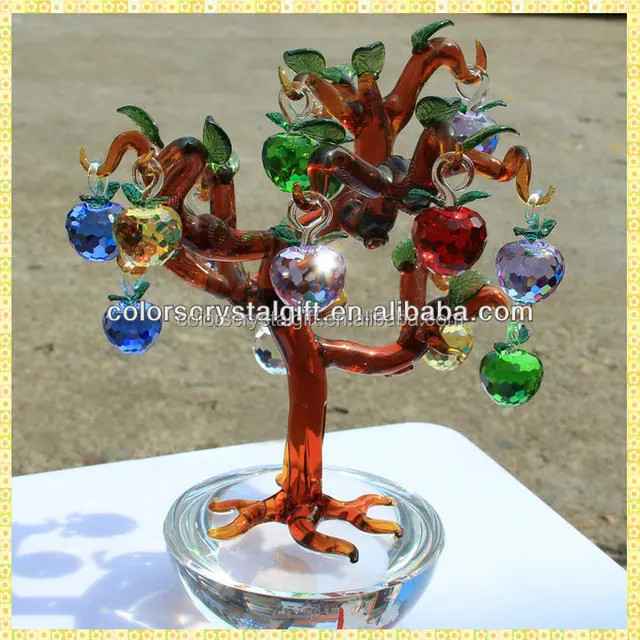 colorful glass crystal apple tree for christmas holiday gifts