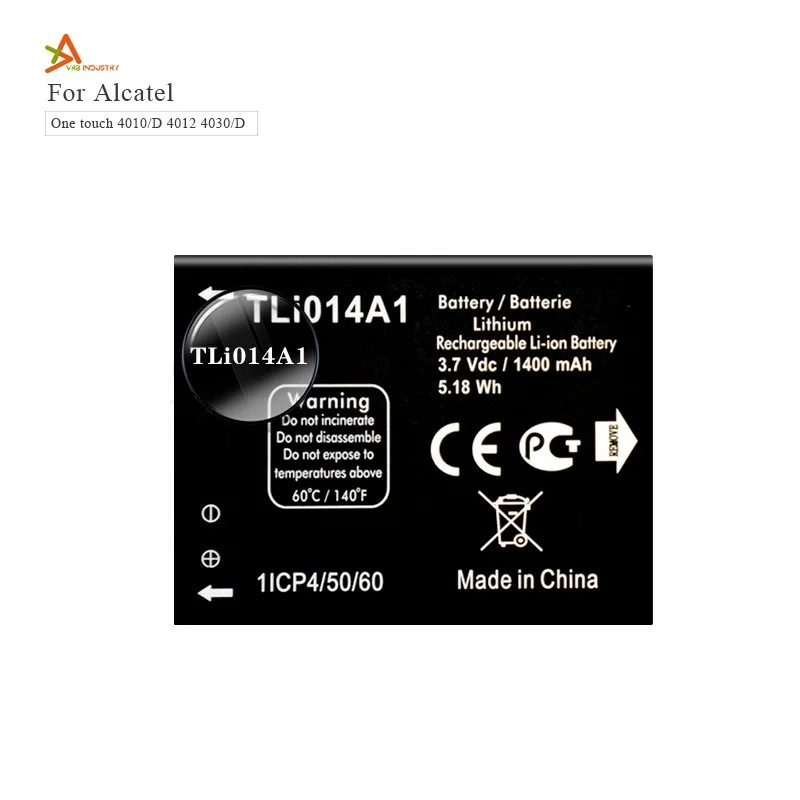 TLi014A1 Wholesale Battery For Alcatel One touch 4010 4012 4030 OT-5020 OT-5040 1400mAh Free Duty DDP Shipping
TLi014A1 Wholesale Battery For Alcatel One touch 4010 4012 4030 OT-5020 OT-5040 1400mAh Free Duty DDP Shipping