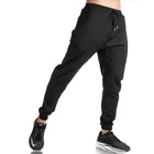 Fitted Gym Sweat-wicking Men Sports Running Training Jogger Pants With Zipper Pocket