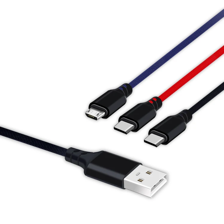 3 in 1 Multi Type C Cable Charger Micro USB Data Sync 3A Fast Charging Cable for iPhone Android - ANKUX.COM
