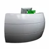 Mobile shop wooden curved reception counter table illuminated semi round reception desk