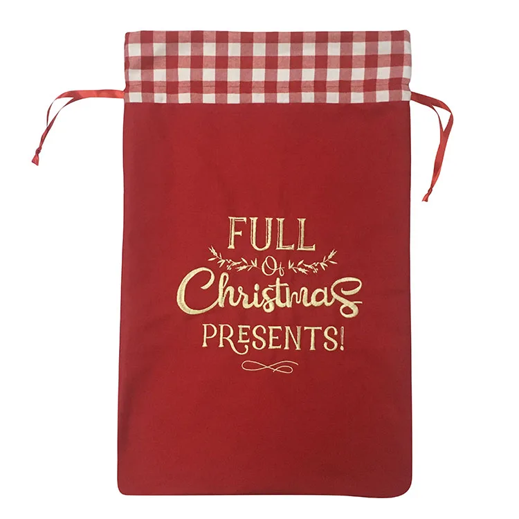 wholesale felt large red drawstring canvas gift bag christmas