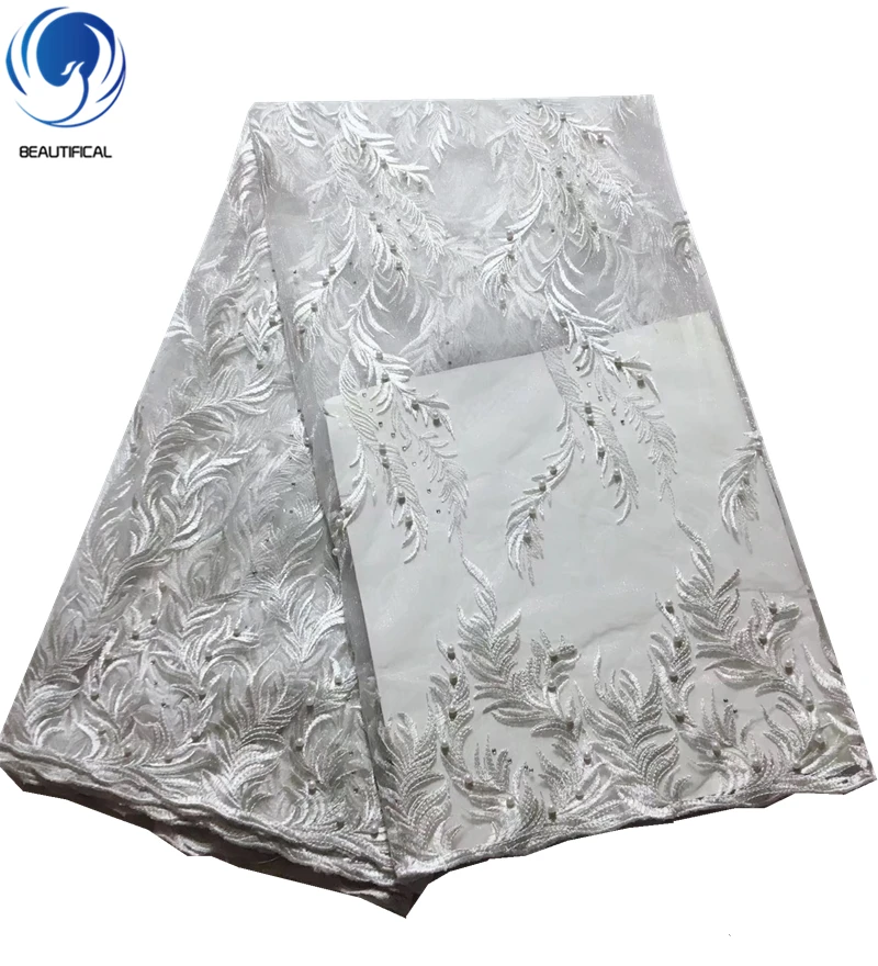 Beautifical african white lace blouse with beads 2019 french tulle net fabric for party ML34N120, Can be customized
Beautifical african white lace blouse with beads 2019 french tulle net fabric for party ML34N120, Can be customized