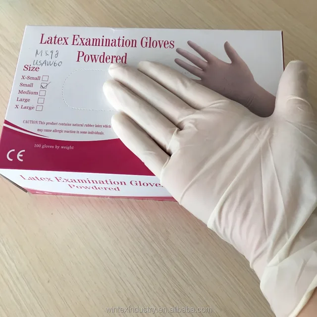 5 disposable latex glove, non sterile gloves late