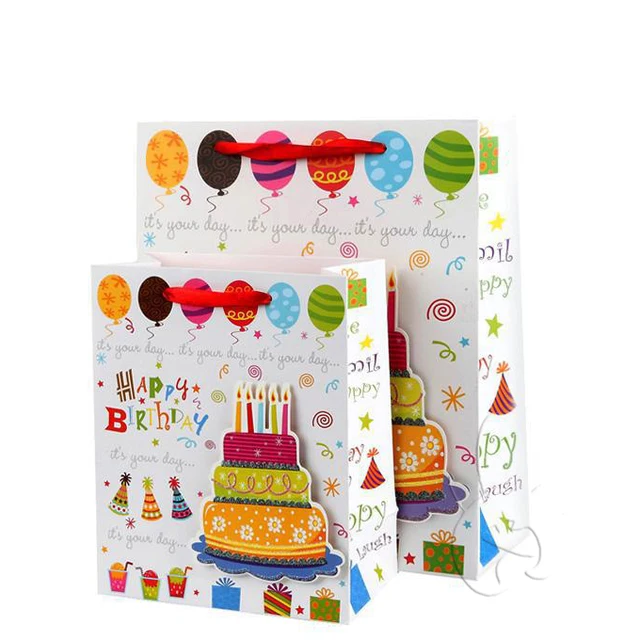 happy birthday 3d cake space pattern bag for kids gift packaging