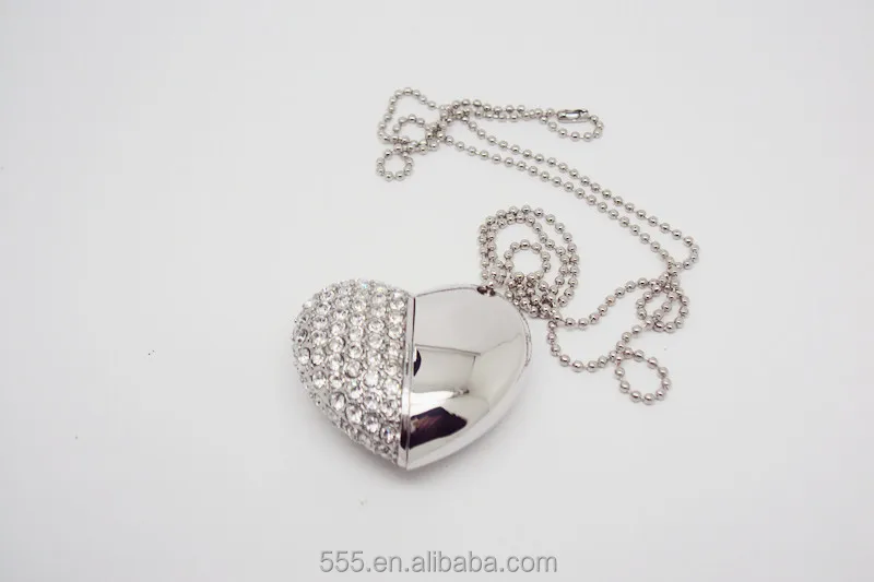 top sale jewellery crystal heart gift flash memory usb flash for