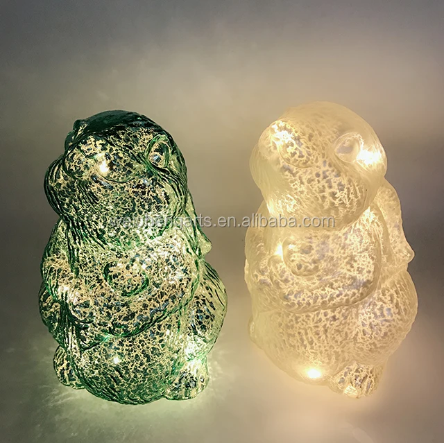 crackled glass easter bunny holiday led light table decoration
