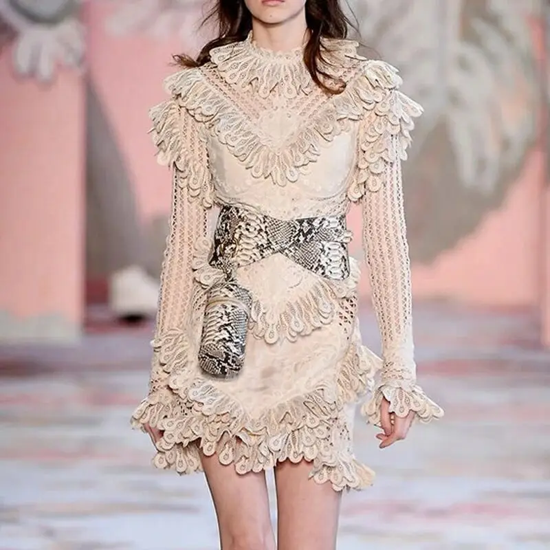 Celebrity Evening Party crochet lace Dress embroidered flower sexy hollow long sleeve Women Ruffled Long Sleeve Lace Mini Dress
Celebrity Evening Party crochet lace Dress embroidered flower sexy hollow long sleeve Women Ruffled Long Sleeve Lace Mini Dress