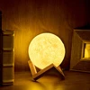 Hot selling Blue tooth 3D print creative gift brightness changeable light moon lamp