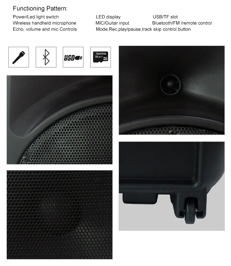MBA Hot sale 15 inch cheap active plastic mobile trolley battery speaker with bluetooth and remote control functions - ANKUX.COM