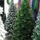 PET , PVC , PE mixed artificial pine needle christmas tree with golden glitter leaves