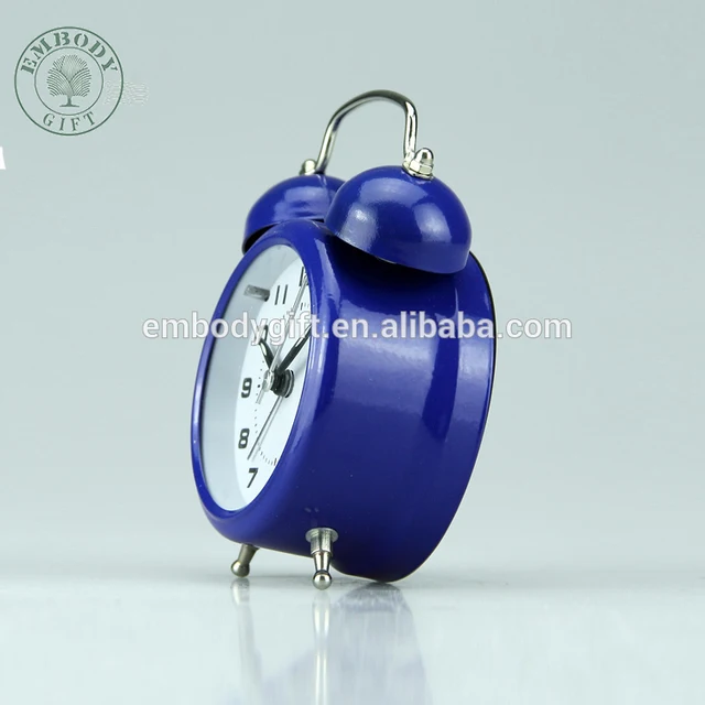 mini classic bright blue metal desk retro small alarm clock