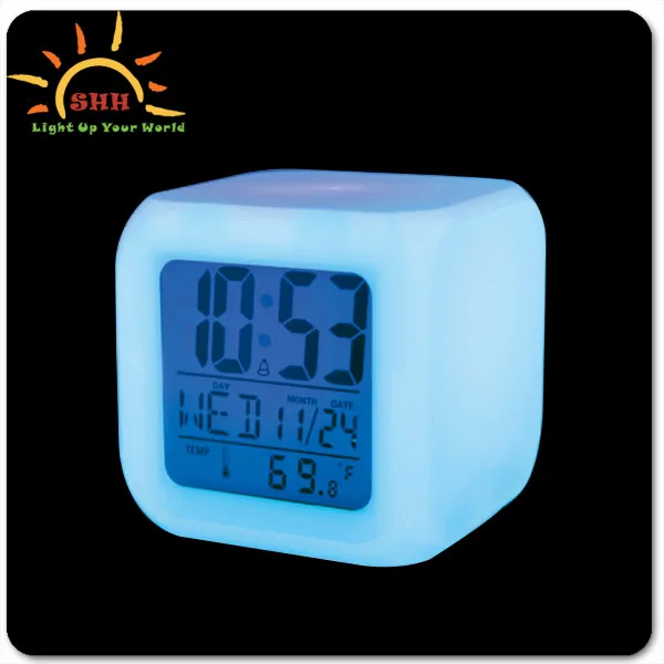 Rotate the multi-function clock 7 colour,LED Backlight alarm clock
