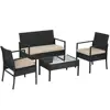 Hand Weave 6pcs Patio Bistro Foldable Chairs and Tables Set outdoor sofa p e rattan furniture