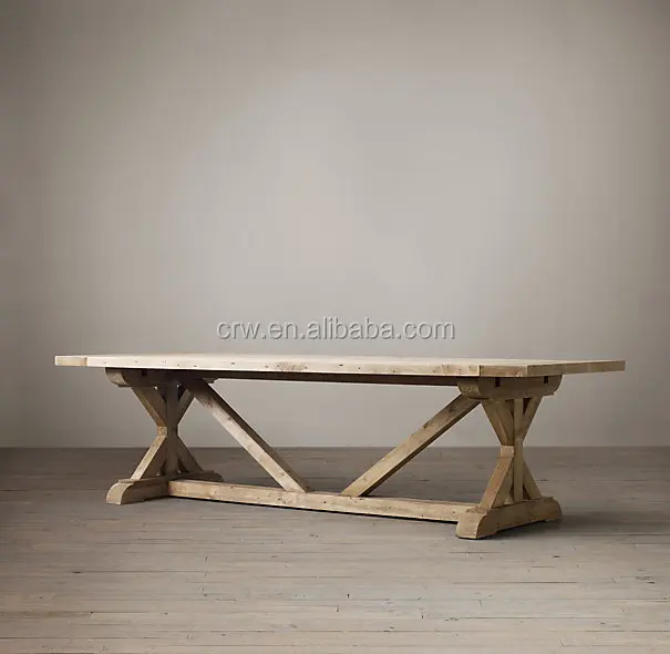 DT-1505 Salvaged Wood Furniture K Shape Leg Old Elm Dining Table