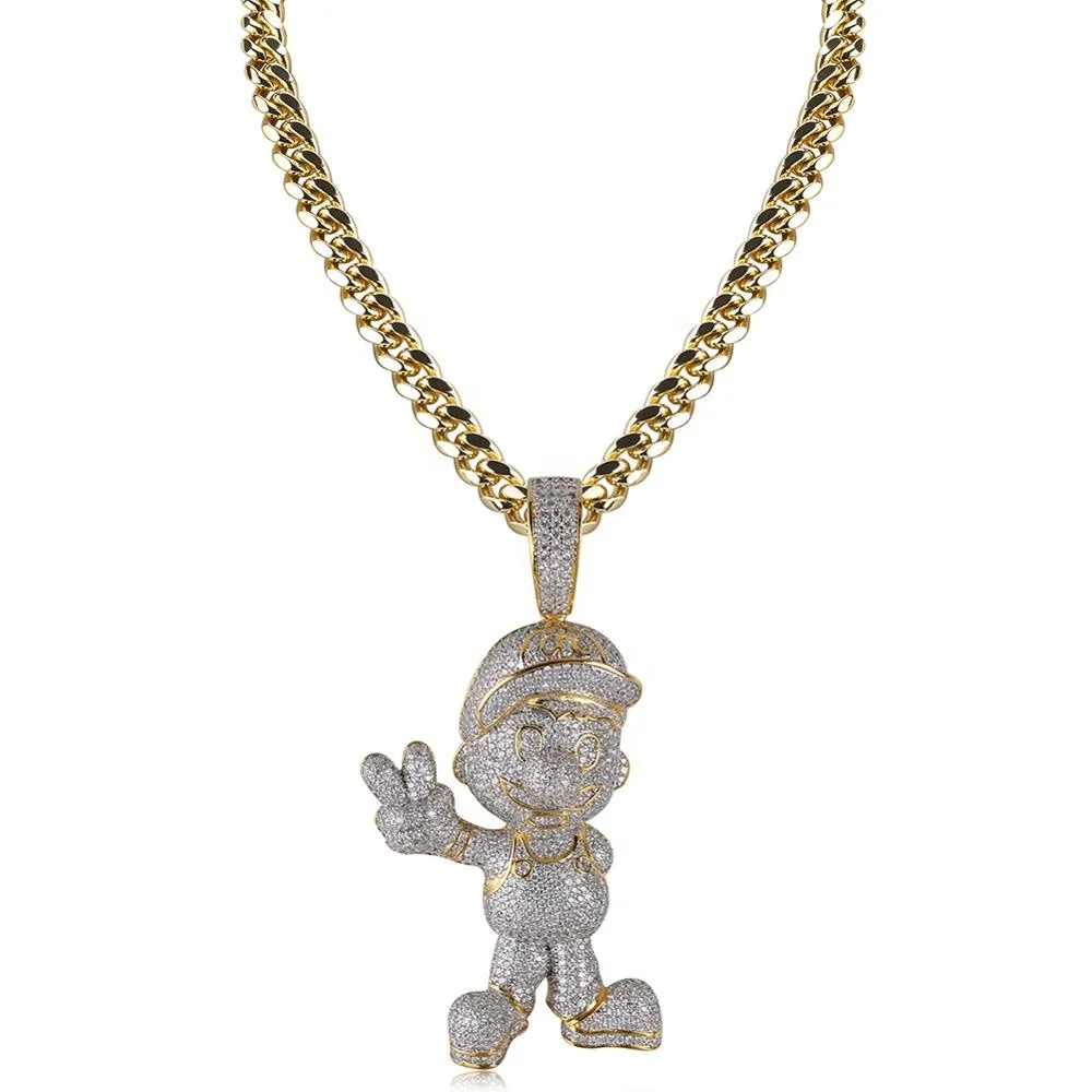 Hip Hop Jewelry Gold Silver Micro Inlay Powder Zirconium Rotating Super Mario Pendant For Party Men's Necklace
Hip Hop Jewelry Gold Silver Micro Inlay Powder Zirconium Rotating Super Mario Pendant For Party Men's Necklace