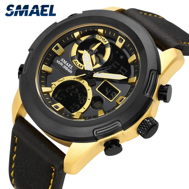 SMAEL 1426 Brand Men Business Wristwatch Leather Waterproof Sports Digital Quartz Dual Time Watch relojes militares para hombre
SMAEL 1426 Brand Men Business Wristwatch Leather Waterproof Sports Digital Quartz Dual Time Watch relojes militares para hombre
