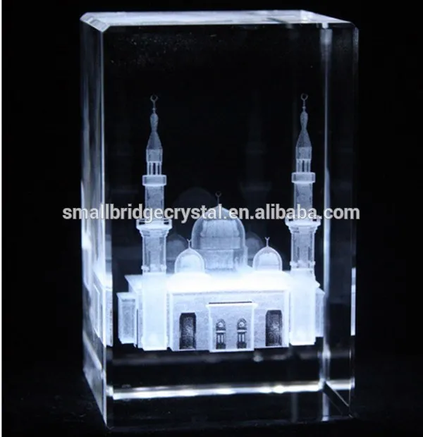 produit personnalisé modèle de mosquée en cristal laser 3D-21