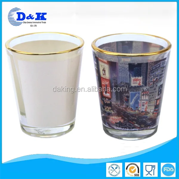 printing shot glass with gold edge/ souvenirs gift glass set