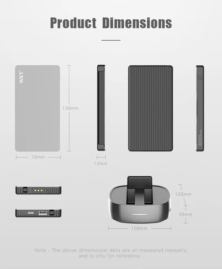 WST WP931B2 Docking Station Aluminum Charger built-in cable charging station in power bank - ANKUX.COM