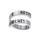 Black laser 'best bitches' engrave style personalized silver color stainless steel friendship ring for BBF best friend gift