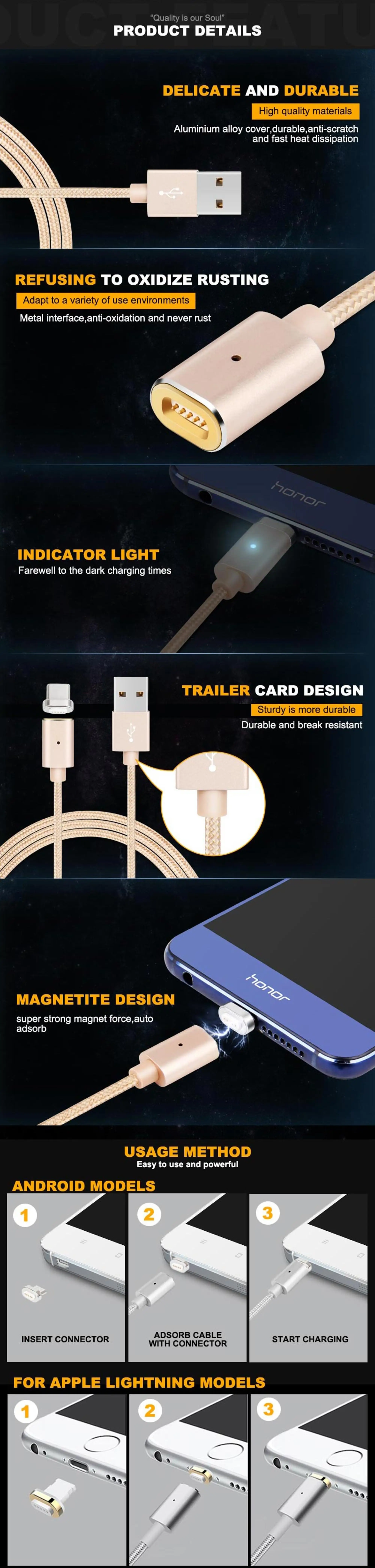 2 In 1 Magnetic Micro Usb Type C Cable For Samsung Galaxy S9 S8 Plus Note8 For Xiaomi Mi 6 A1 Type-C Usb Charger Cable - ANKUX.COM