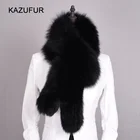 Black long fur scarf for women winter warm fox fur scarf/ real soft warm fur scarf KZ160101