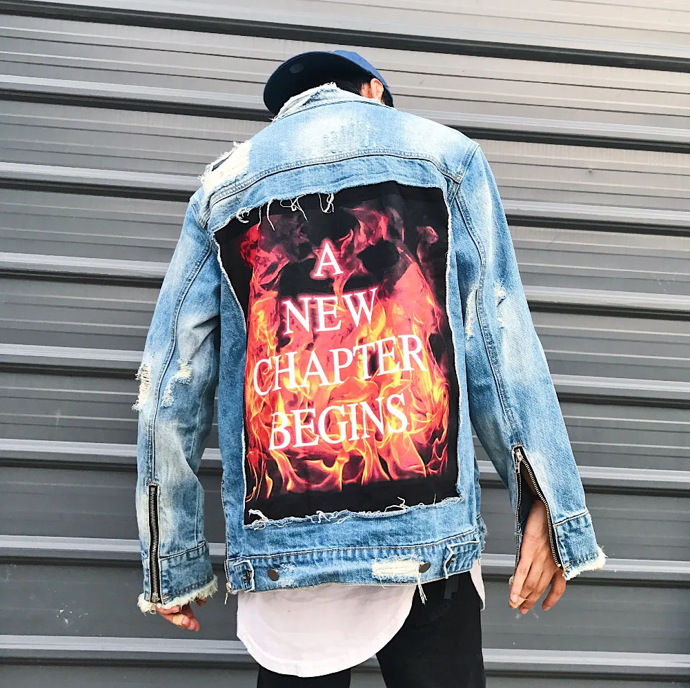Hand Painted Denim Jacket - Flames