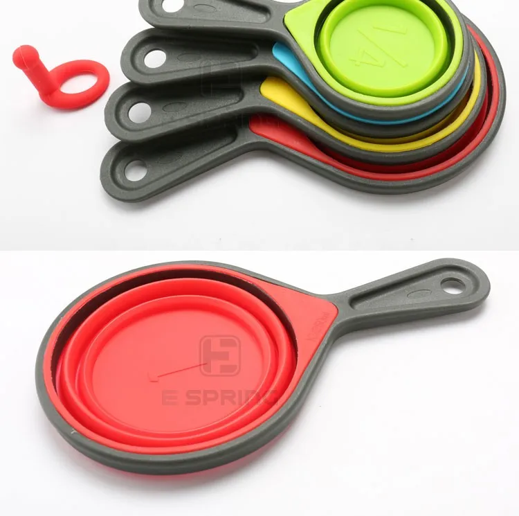 4ピースセットキッチンクラフト焼く調理器具シリコーン折りたたみ折りたたみ計量カップスプーン仕入れ・メーカー・工場