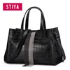 High End Alligator Luxury Tote Bag for Lady Black Big Handbags with Tassel