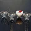 embossed glass ice cream cup with holder and hand painted