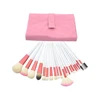 Private Label OEM 20 pcs Professional Goat Hair And Nylon Makeup Brush Set with Pink Faux Leather Pouch