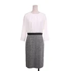 2019 Fashion design spring casual long sleeve plaid polyester wool tweed japan dress