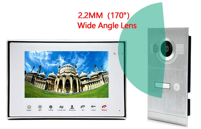 Analog 2Wire video door phone with 170 degree call panel+7Inch monitor support record function