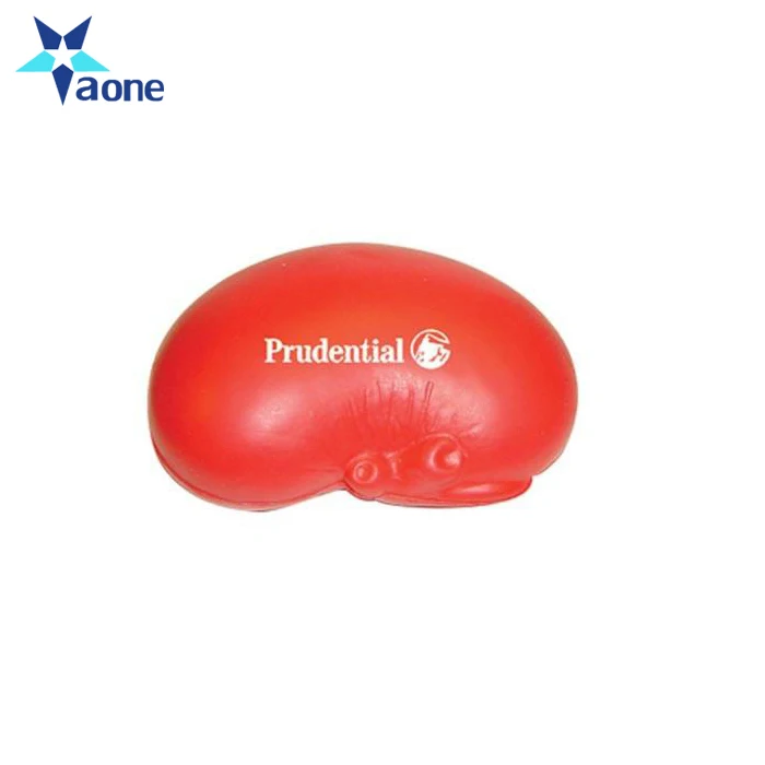 Custom Company Logo Printed Red Soft PU Foam Organ Kidney Stress Ball Sports Anti-stress Toys In Stock