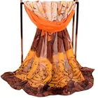 New 155*50 gradient Multicolor peony flower chiffon scarf wholesale fashion women long cheap Printed Silk scarves