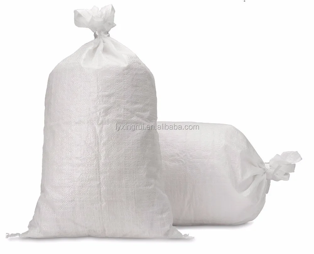 Empty White Woven Polypropylene Sandbags w/ Ties w/ UV Protection