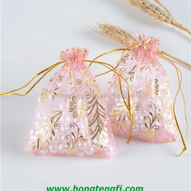 christmas gift organza bag, with golden drawstring