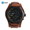 Men's Waterproof Brown Leather Strap Date Wrist Watch Good Three Small Second Hands Watches