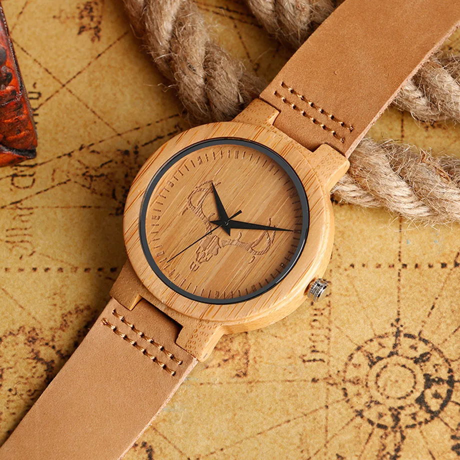 High Fashion Bamboo Natural Wood Watches Deer Moose Head Brown Standard Men Dress Watch Analog Round Clock Gift 2017 (11)