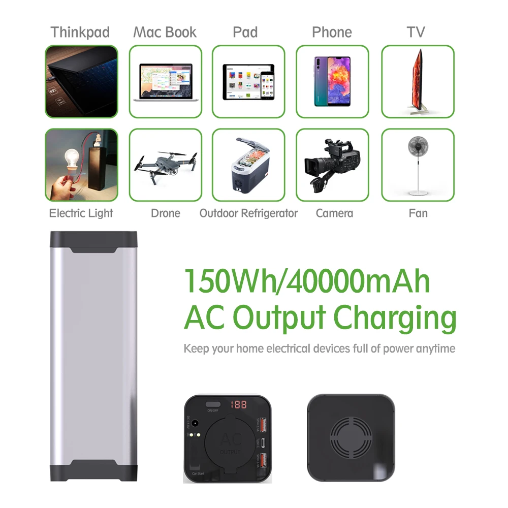 2018 New trend 150Wh portable Power Bank with AC output and jump starter - ANKUX.COM