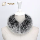 Fashionable jtfur whole skin 100% real fox fur scarf fluffy detachable colorful fox fur collar