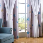 Ring top pink cartoon starfish plain dyed 100% polyester sheer printed cartoon curtain